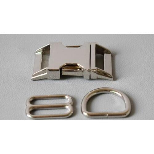 1 Sets （MetalBuckle+8 Buckle+D Ring Set) Adjustment DIY Accessories High Quality Plated Metal Accessories-Sliver