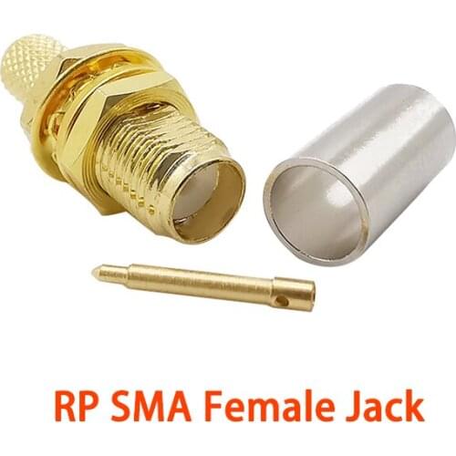 1Pcs RP SMA Female Jack RF Coaxial Solder Wire Connector RP SMA Jack Crimp RG58 RG142 RG400 LMR 195 Cable Adapter SMA Connector