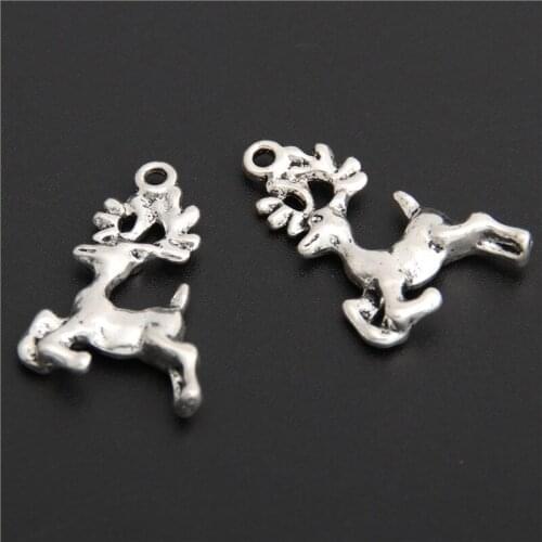 10pcs Cute Silver Color Elk Deer Charms Pendants For DIY Jewelry Making A2880