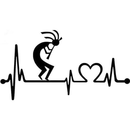 20.3cm*10.9cm Kokopelli Heartbeat Vinyl Car Styling Decor Car Sticker Black/Silver N1413