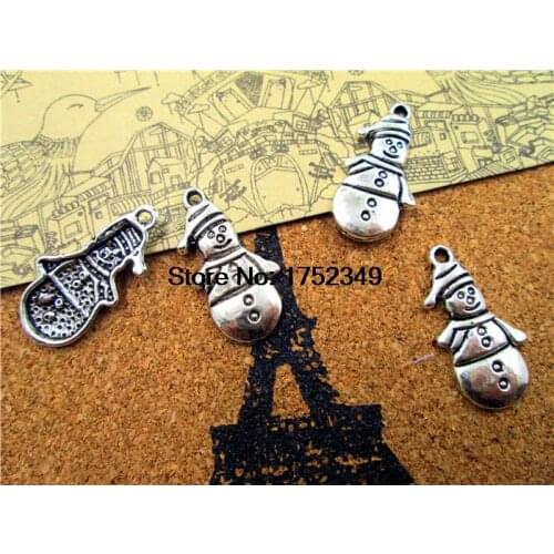 25pcs--Snowman Charms Antique Tibetan Silver Tone snowman pendants/charms 25x12mm