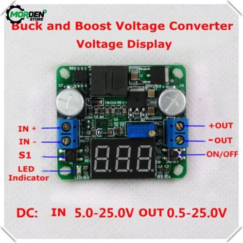 25W 2A DC 5 -25V to 0.5 -25V DC-DC Step Up Down Boost Buck Converter Power Supply Module with Voltmeter Dropship
