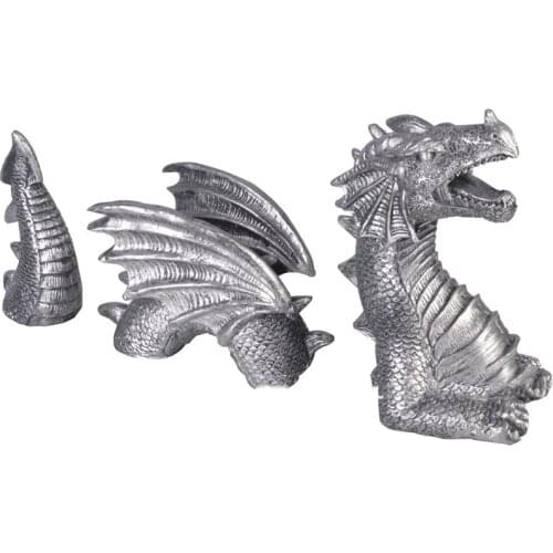 3-Section Realistic Gothic Dragon Statues Outdoor Garden Decoration Fantasy Animal Resin Sculpture Figure Landscaping for