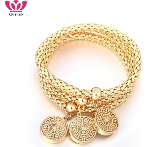 3Pcs CZ Crystal Charms Bracelet Hollow out Geometric Bracelets For Women Pulsera Femenina Party Jewelry Gift Dropshipping