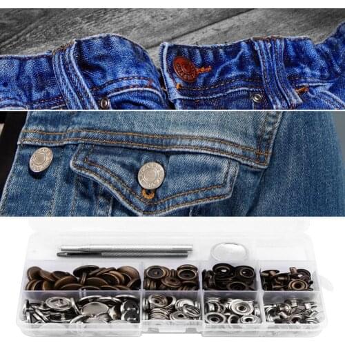 50Sets Metal Snap Buttons Snaps Press Button Fasteners + Hole Punch + Setting Tool DIY Fixing Press Studs Clothing Sewing Tools