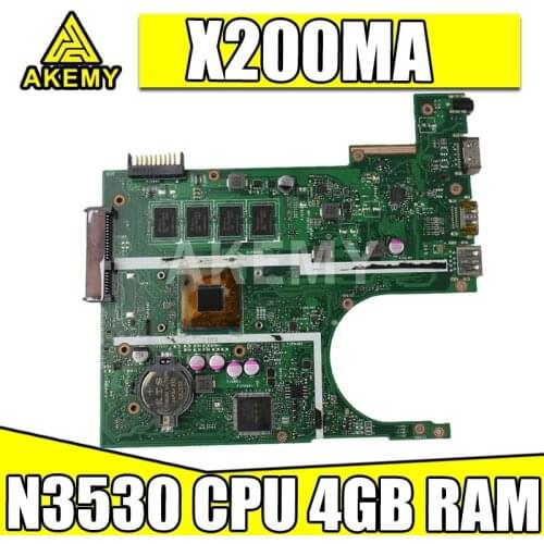 90NB04U1-R00201 X200MA Laptop Motherboard For ASUS F200M X200MA Mainboard N3530 CPU 4GB RAM