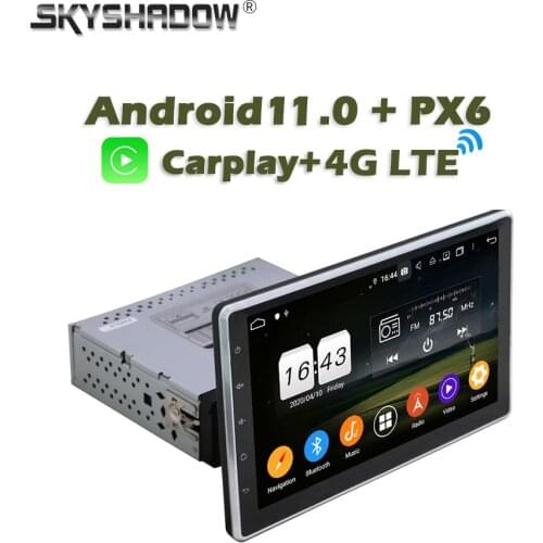 1Din Carplay PX6 Adjustable DSP IPS 10.1" Android 10 64G + 4G LTE Car DVD Player GPS RDS Radio Wifi Bluetooth 5.0 for universal