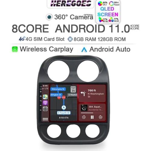 360 Camera Carplay Android 10 Car DVD Player For JEEP Compass Patriot 2010 2012 2013 2014 2015 2016 4G LTE Wifi GPS Radio 2din