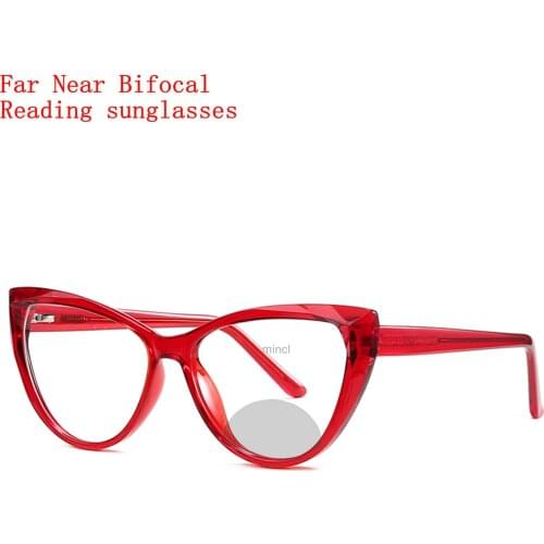 Cat Eye Bifocal Reading Glasses for Women Multifocal Presbyopia Far&Near Sighted Eyeglasses Frame Vintage Style Diopters +1.0 NX