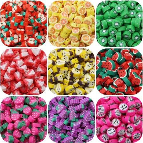 Mixed Colors Fruit Shape Clay Spacer Beads Polymer Clay Beads For Jewelry Making DIY Handmade Accessories 10mm 30pcs