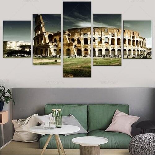 Landmark of Italy Poster Prints for Home Decor 5 Pieces Rome Ancient Arena of Gladiator Fights Painting Pictures Wall Art