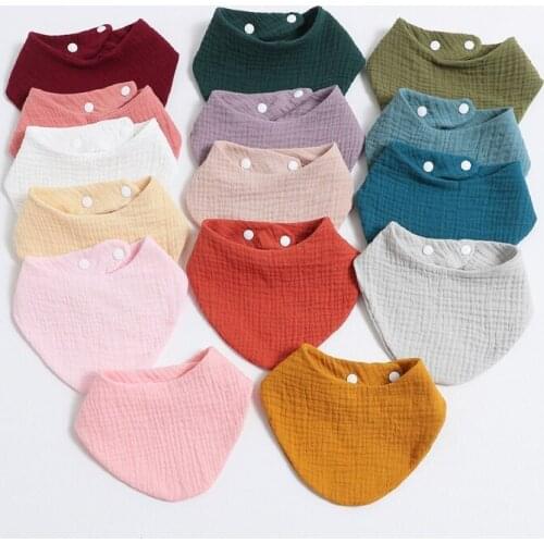Baby Infant Cotton Bib Newborn Solid Color Triangle Scarf Feeding Saliva Towel Bandana Burp Cloth Boy Girl Apron Shower Gifts