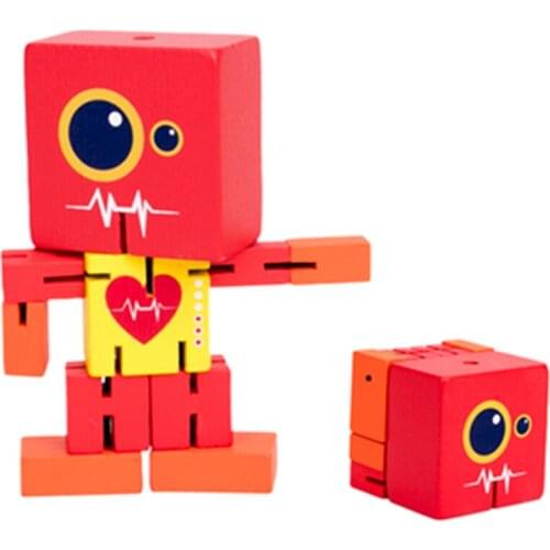 Childrens cartoon toys original wood antique ancient cube building blocks wood people puzzle toys