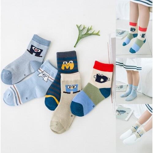 5 pairs / lot children socks 2016 autumn & winter cotton cartoon kids socks 1- 12 year boys girls socks kids cute socks