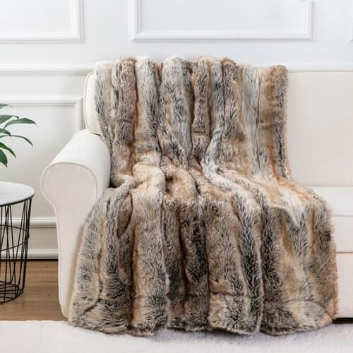 Imitation Fur Blanket Thicken Bilayer Light Extravagant 127*152CM Soft Autumn Winter Plush Decoration Bedroom Warm Elastic Throw