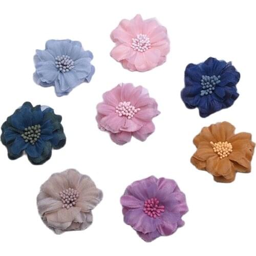 10pcs Chiffon Artificial Flower Handmade DIY Fabric Flowers for Wedding Party Craft Home DIY Decoration