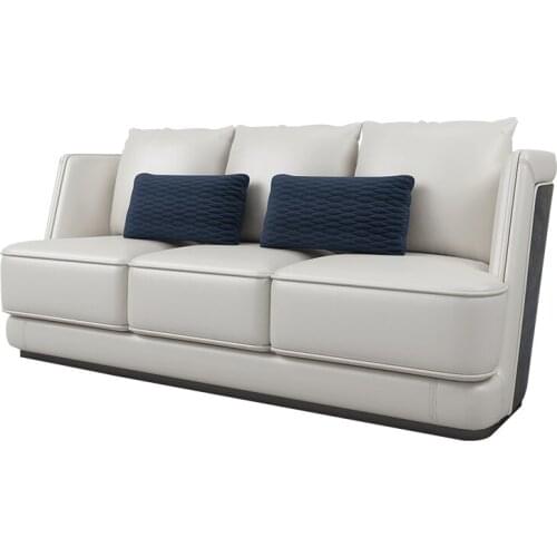 Italian light luxury leather sofa combination Hong Kong style living room complete simple small apartment Italian luxury villa