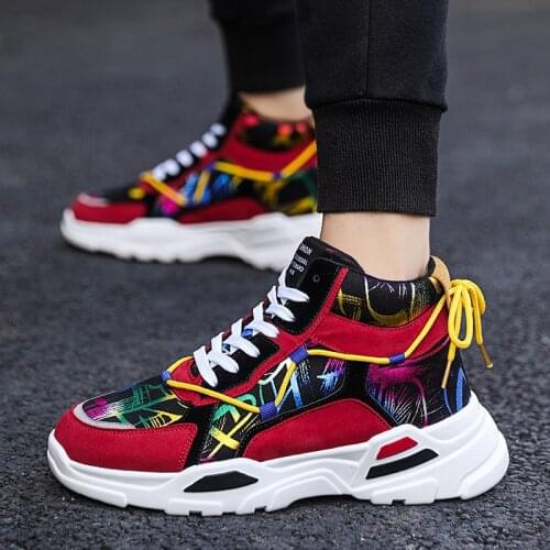 X Brand 2020 New Fashion Autumn Red High top Sneakers Men Colorful Painting Comfortable High Casual Men Shoes zapatillas hombre