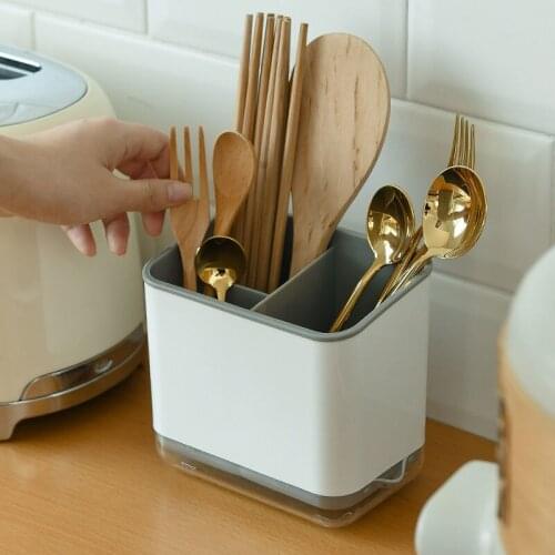 Kitchen Cutlery Organizer Knife Stand Plastic Drain Storage Holder Spoon Fork Chopstick Kitchenware Cooking Tool Tray Shelf Box