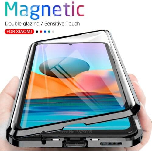 360 Magnetic adsorption flip Case For Xiaomi Redmi Note 10 Pro Note10 4G Note 10s 10pro Max DoubleSided metal edge glass cover