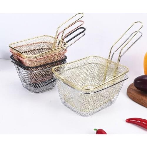 Stainless Steel Chips Mini Frying Basket Strainer Fryer Kitchen Cooking Chef Basket Colander Tool French Fries Basket