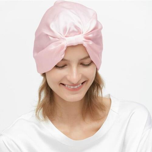 Fashion Silk Sleeping Cap Solid Multi Color 100% Silk Night Cap Night Wrap Head Cover for Care Hair Elastic Band Free Shipping