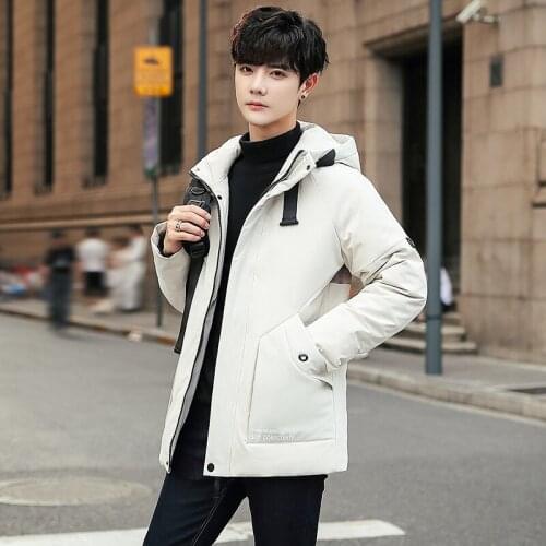 Youth Fashion Casual Hooded down Jacket Mens Everyday Versatile Cold MenS Wear down Jacket Mens White Duck down Jacket