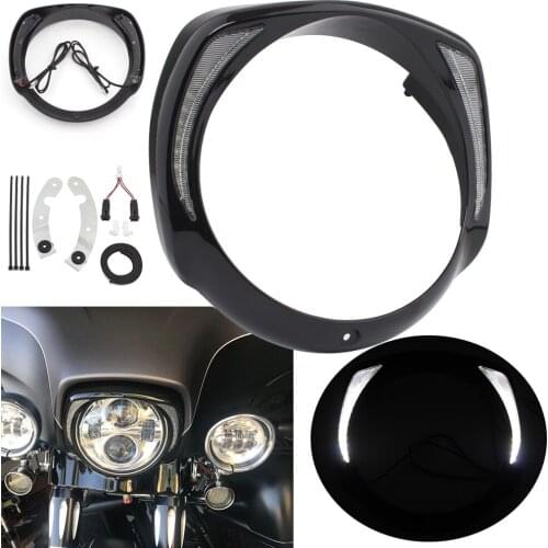 Motorcycle 7''LED Headlight Trim Ring Bezel Cover For Harley Electra Glide Street Glide Tri Glide CVO Ultra FLHX FLHTK 2014-2020