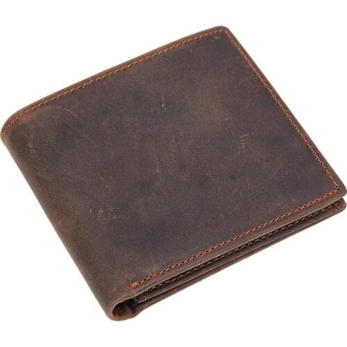 Men Wallet High Quality Vintage Crazy Horse Leather RFID Card Wallet Heave Duty Leather Wallet Credit Card Holder