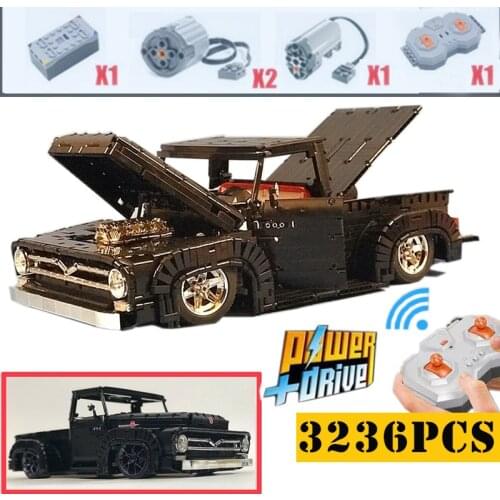 New Ford F100 Mustang Technic MOTOR POWER FUNCTIONS Fit LeGINGlys MOC-37562 Technic Model Building Blocks Bricks Toy Kid Gift