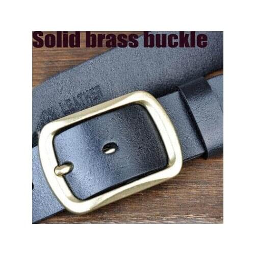 Classic brand Cattle strap male genuine leather pin buckle cowhide first layer of cowhide belt male belt solid brass buckle 3.8