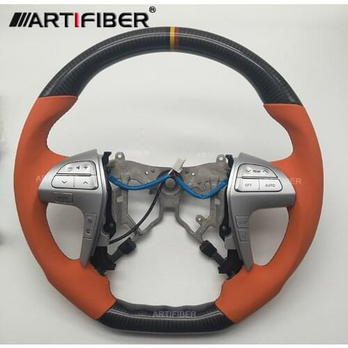 Orange leather Carbon Fiber Steering Wheel for TOYOTA Camry,Corolla,Highlander,Hilux Vigo,Premio