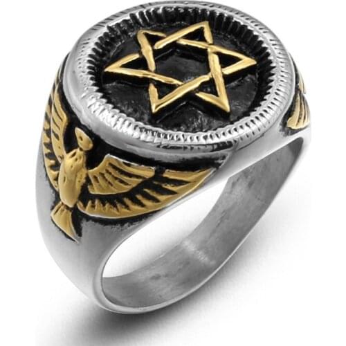 Sainmax gothic stainless steel rings for men vintage ring eagle star style couple rings jewelry accessories