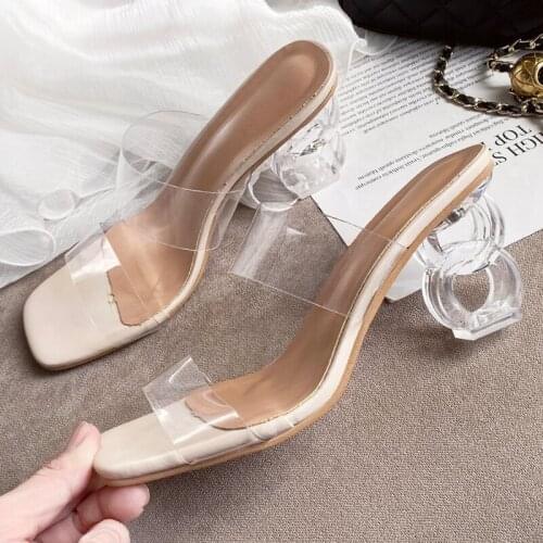 Transparent Heel Sandals for Women Sexy Sandals Women Summer Pointed Clear Crystal Peep Toe Women Shoes High Heel