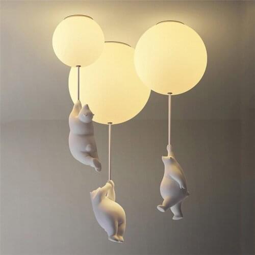 Modern bear cartoon led ceiling lamp childrens room bedroom warm cartoon decorative lamp ceiling lamp