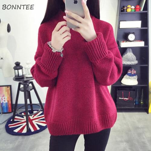 Sweater Women Plus Size Turtleneck Pure Color Womens Sweaters and Pullovers Harajuku Winter Clothes Knitted Korean Top Elastic