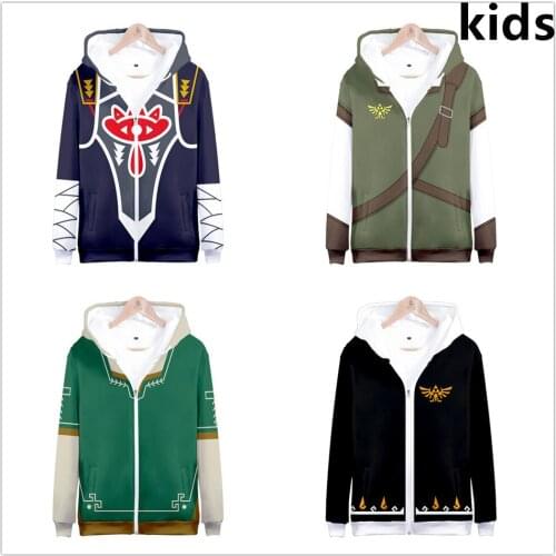 3 To 14 Years hoodie The Hyrule Fantasy Breath of the Wild Clothing boy/girls Zipper Hoodies Sweatshirt Cartoon Jacket Teen tops