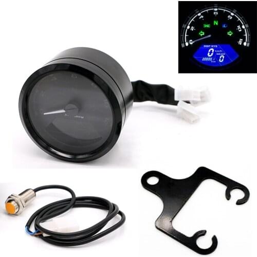 Universal Motorcycle LCD Digital Speedometer Odometer Tachometer+Scooter Refit Meter Sensor Wire+Motorbike Instrument Support