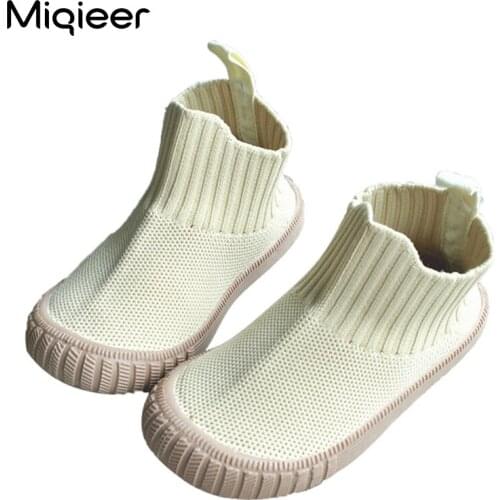 Spring Childrens Sneakers Boys Casual Knit Short Boots High Top Breathable Soft Soles Sock Boots Baby Anti-Slip Sports Shoes
