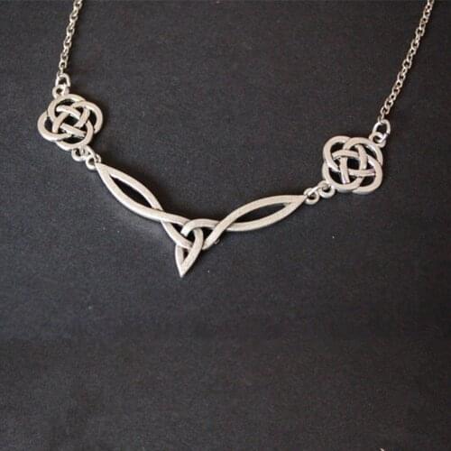 Viking Irish Celtics Knot Pendant Necklace Simple Fashion Jewelry Silver Color Magic Wicca Viking Necklace