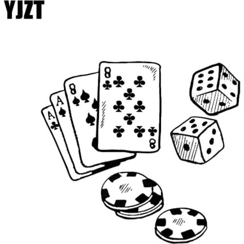 YJZT 15.7*14.4CM Interesting Poker Casino Chips Cards Graphic Car Sticker Decoration Bumper Window Vinyl C12-0050