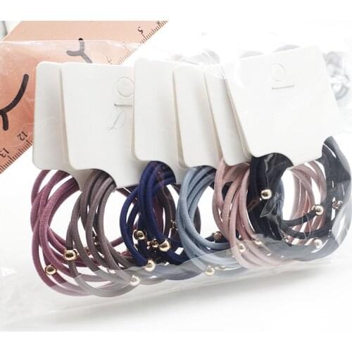 6PCS / Lot Fashion Colorful Hair rope Elastic Hair Bands Ponytail Holder Golden Ball hair ties Rubber women Gum Hair Accessories