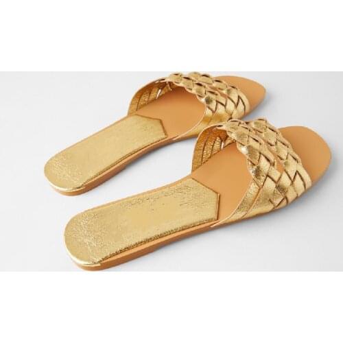 Rivet Shoes Ladies' Slippers Square Toe Rubber Flip Flops Gold Sandals Slipers Women Low Hawaiian Soft Flat 2020 Slides
