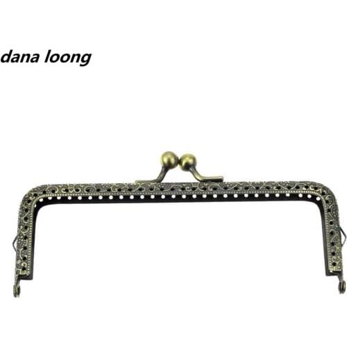 1 Piece 15cm Antique bronze Square Metal purse frame Carved kiss clasp bag accessory