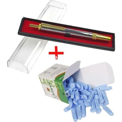 1 pcs pen + 200pcs(4 boxes) needles Stainless Steel Pen for Twist Off blood Lancet, Cupping Therapy and Blood test free shipping