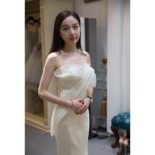 2020 Elegant Mermaid Wedding Dresses Soft Silk Satin Ruffle Bridal Gowns Long Back Zipper Customize Wedding Dress