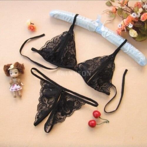 500Pcs/Lot Sexy Lingerie Blossom Lace Womens Bikini Bra T-back G-string Underwear 1 Set