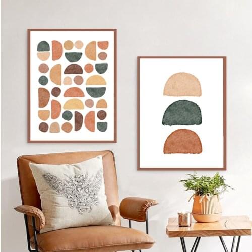 Abstract Geometric Brush Blue Beige Neutral Color Canvas Painting Boho Style Wall Art Posters & Prints Picture Living Room Decor