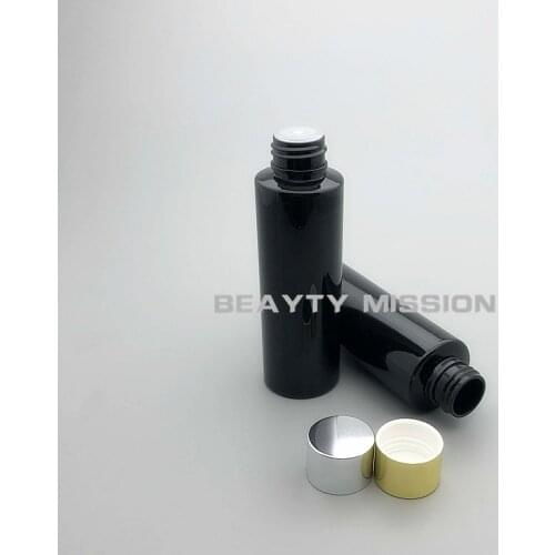 BEAUTY MISSION 48pcs 100ml Black Empty Plastic Cosmetics Bottles With Screw Cap, cosmetic packing for liquid or essential oil