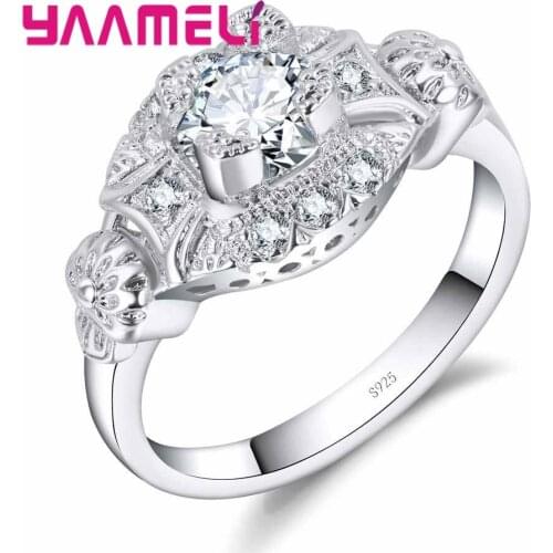 Shiny Cubic Zirconia 925 Sterling Silver Ring Wedding Jewelry for Beautiful Women Lowest Price Party Bijoux